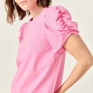 NWT English Factory Ruched Sleeve Tee